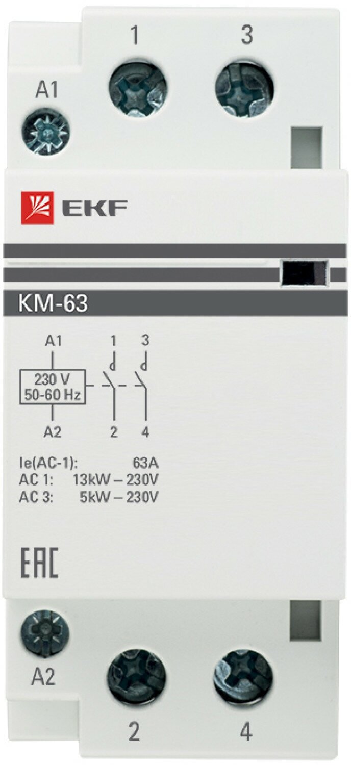 Контактор модульный КМ 63А 2NО (2 мод.) EKF PROxima