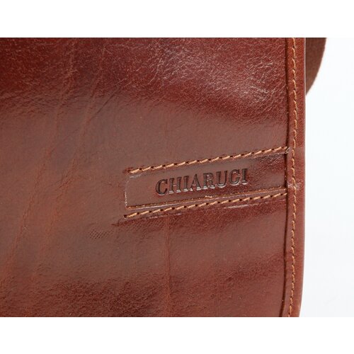 фото Сумка планшет chiarugi повседневная, натуральная кожа, внутренний карман, регулируемый ремень, коричневый