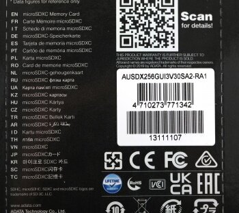 Карта памяти A-Data Micro SDXC 256GB (AUSDX256GUI3V30SA2-RA1) - фото №8