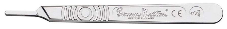 Ручка-держатель скальпеля хирургического Swann-Morton № 3 из нержавеющей стали, 1 шт.