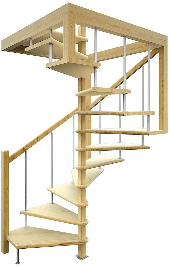 Деревянная межэтажная лестница ЛЕС-10, Сосна