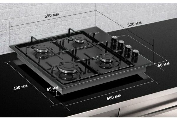 Газовая варочная панель Simfer H60Q40B400 серия Comfort, с автоподжигом, черная - фото №18