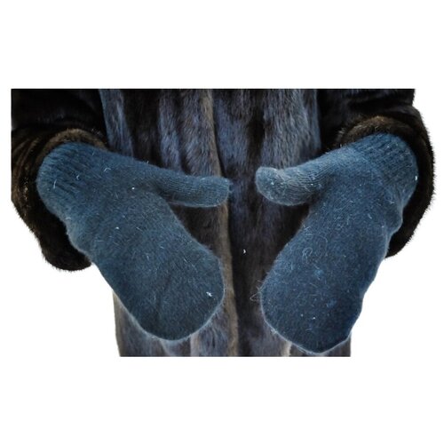 Варежки , черный женские носки средние утепленные вязаные размер универсальный синий