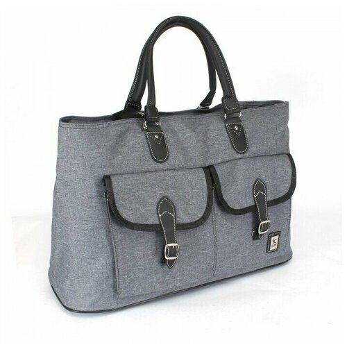 Саквояж Картекс-0017 vip (отделка иск/кожа), темно-серый