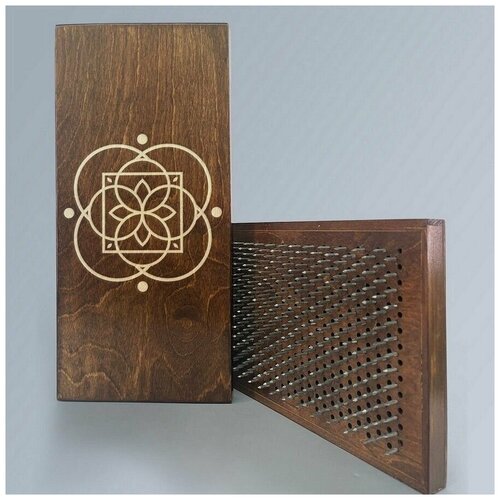 фото Доска садху с динамическими гвоздями, шаг 10мм, цвет венге модель мандала - 3 сила души и тела