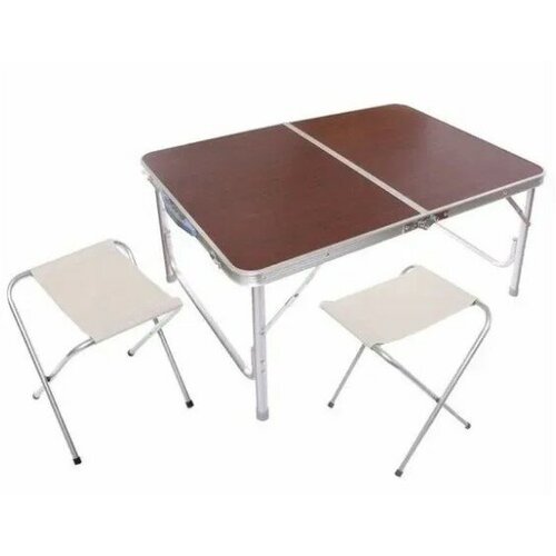 Стол складной коричневый + 2 стула / размер стола 90*60*70, регулировка высоты круглая вставка 22 мм пробка для ножек мебельного стула защитный протектор для стола с подушкой