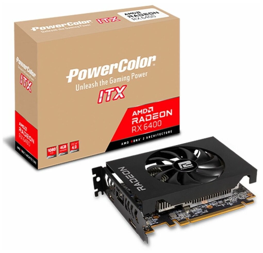 Видеокарта PowerColor AMD Radeon RX 6400 ITX (AXRX 6400 4GBD6-DH)