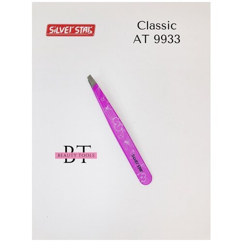 Silver Star АТ 9933. Пинцет для бровей, скошенные кромки, цветной