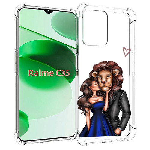 Чехол MyPads лев-в-смокинге для Realme C35 / Narzo 50A Prime задняя-панель-накладка-бампер