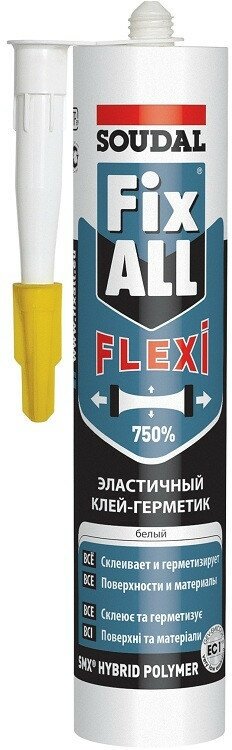 "Soudal" Клей-герметик постоянно эластичный FIX ALL FLEXI белый 290 мл