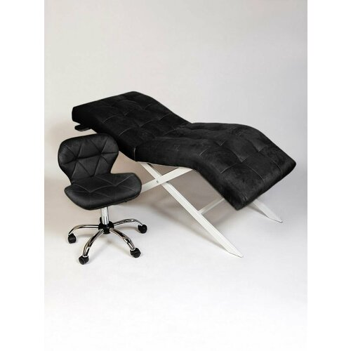 Набор для наращивания ресниц анатомическая кушетка велюр стул ракушка велюр Masscomplekt черный 19782₽