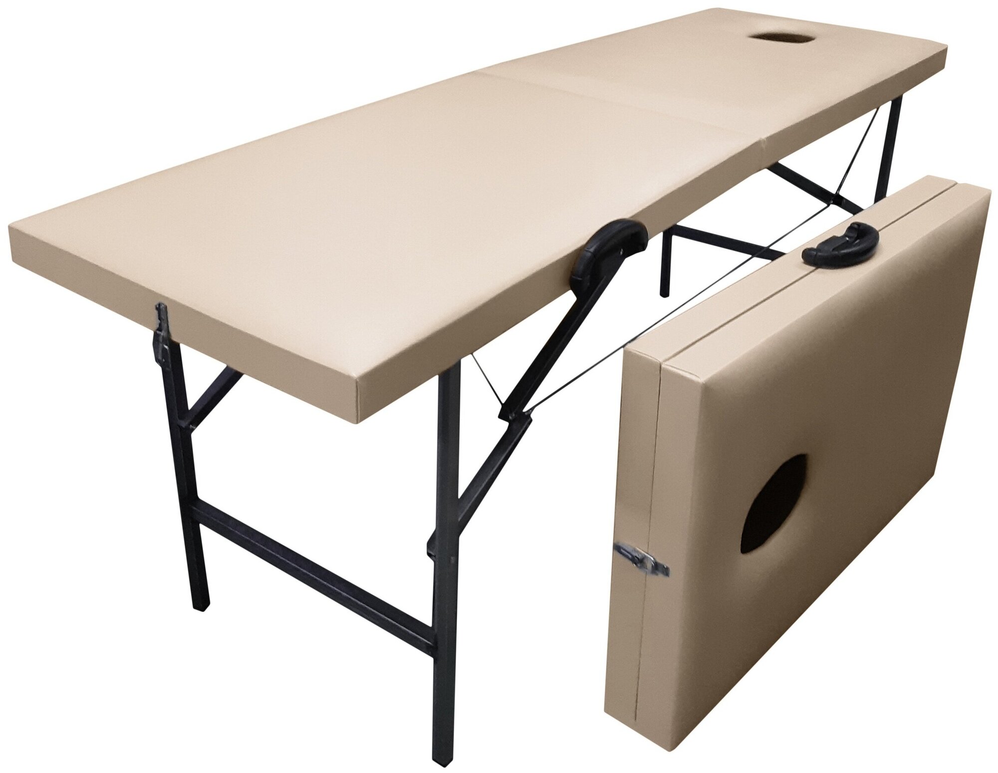 Массажный стол 60*180 бежевый с вырезом для лица и регулировкой высоты