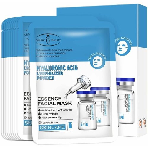 Маска для лица Aichun Beauty, с гиалуроновой кислотой, увлажняющая, 25 мл, 10 шт в 1 упаковке