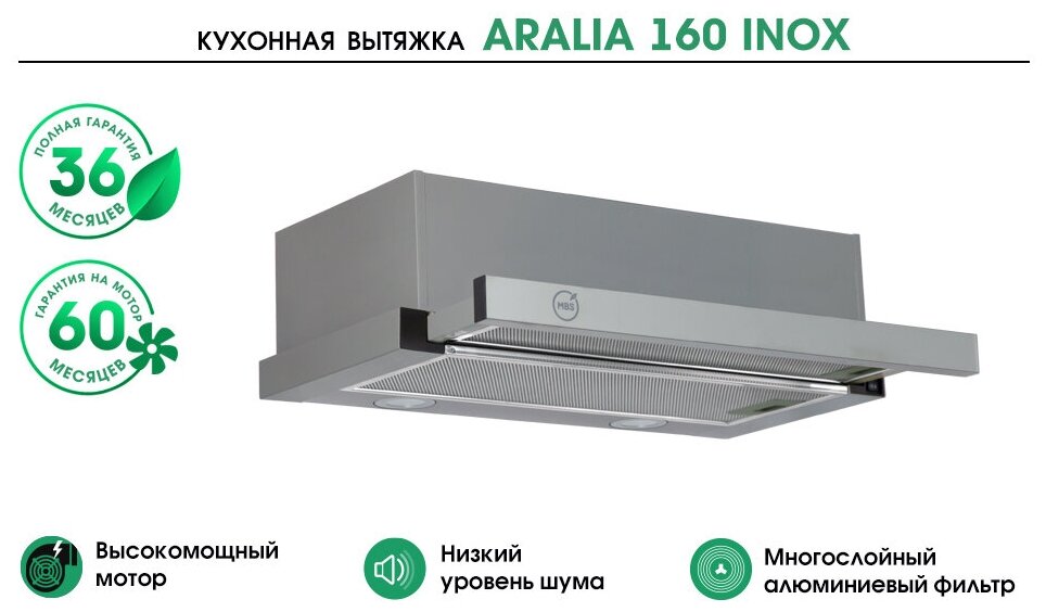 Кухонная вытяжка встраиваемая MBS ARALIA 160 INOX - фотография № 4