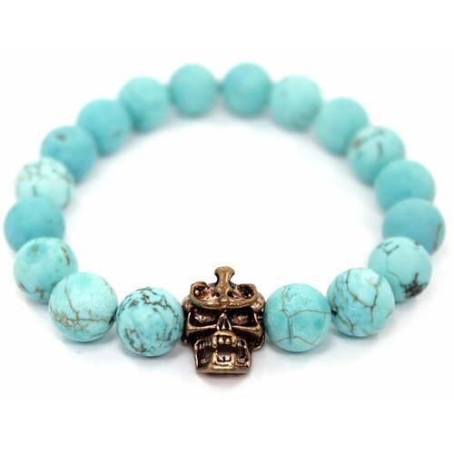 фото Handinsilver ( посеребриручку ) браслет из матовой бирюзы 10мм с черепом