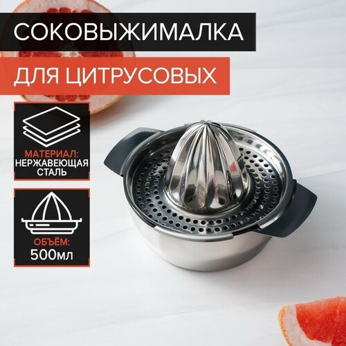 Доляна Соковыжималка из нержавеющей стали для цитрусовых, 13×10,5 см