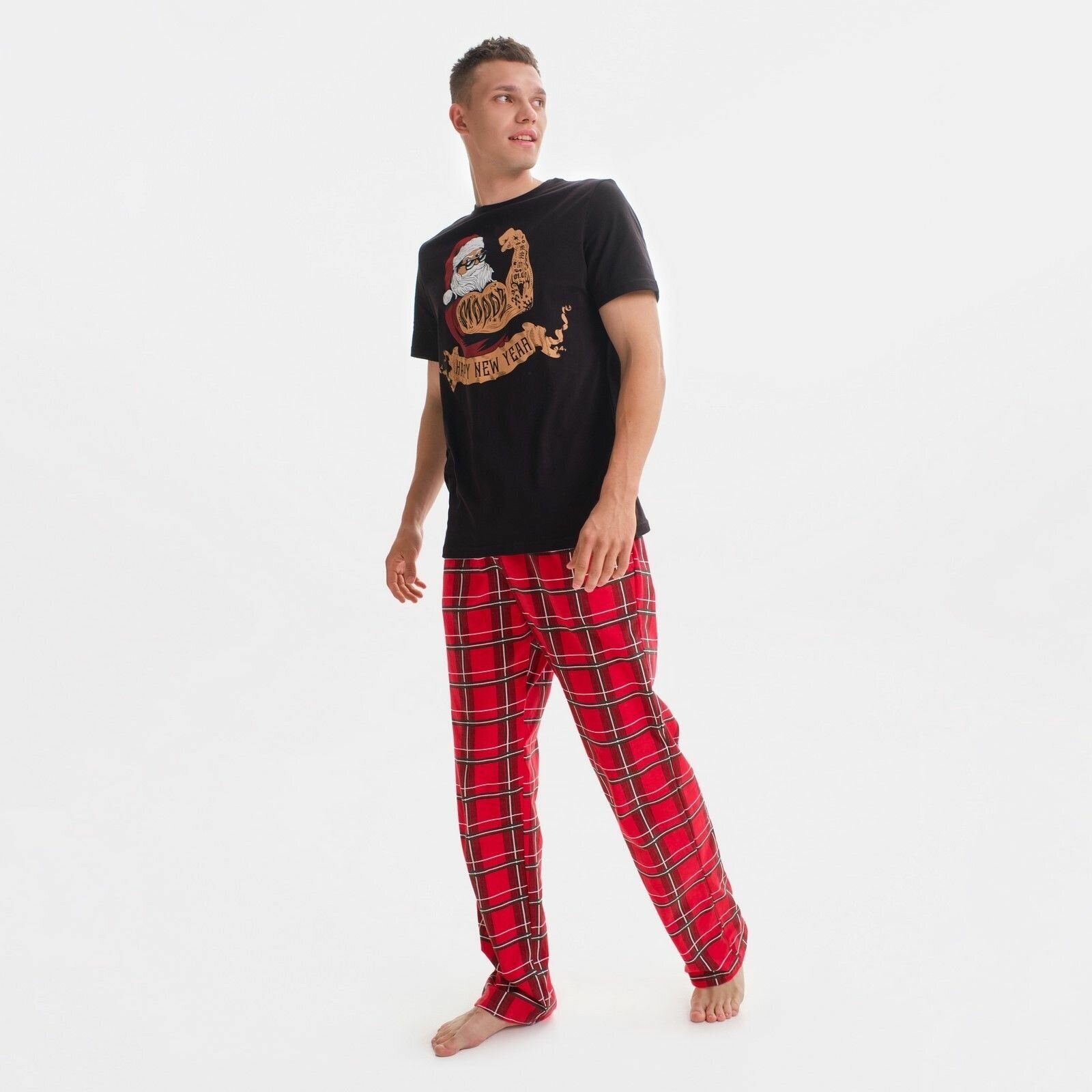 Пижама Kaftan, футболка, брюки, размер 56, красный - фотография № 5