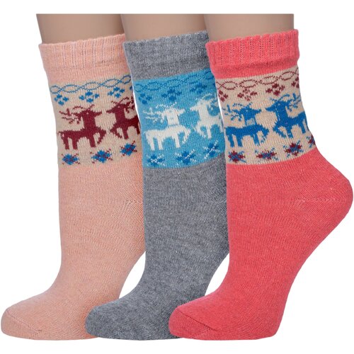 фото Комплект из 3 пар женских теплых носков hobby line 6401, микс 5, размер 36-40