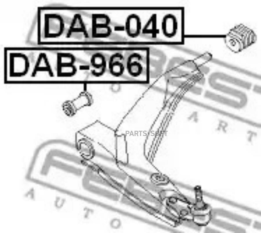 FEBEST DAB040 сайлентблок рычага ПЕР задний (CHEVROLET LANOS (T100) 1997-2002)