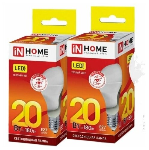 Лампа светодиодная LED-A60-VC 20Вт 230В Е27 3000К 1900Лм IN HOME (2шт)