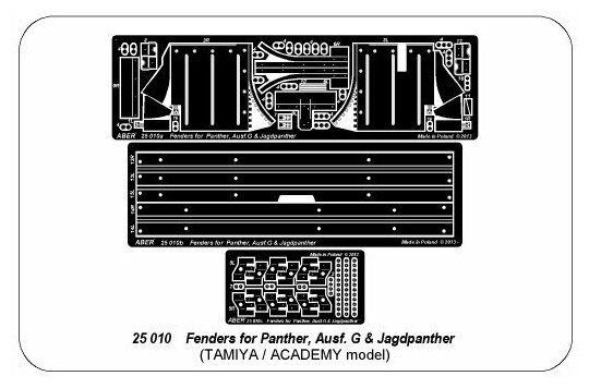 ABR-25 010 Дополнения для Fenders for Panther G/Jagdpanther для Tamiya, Academy 1/25