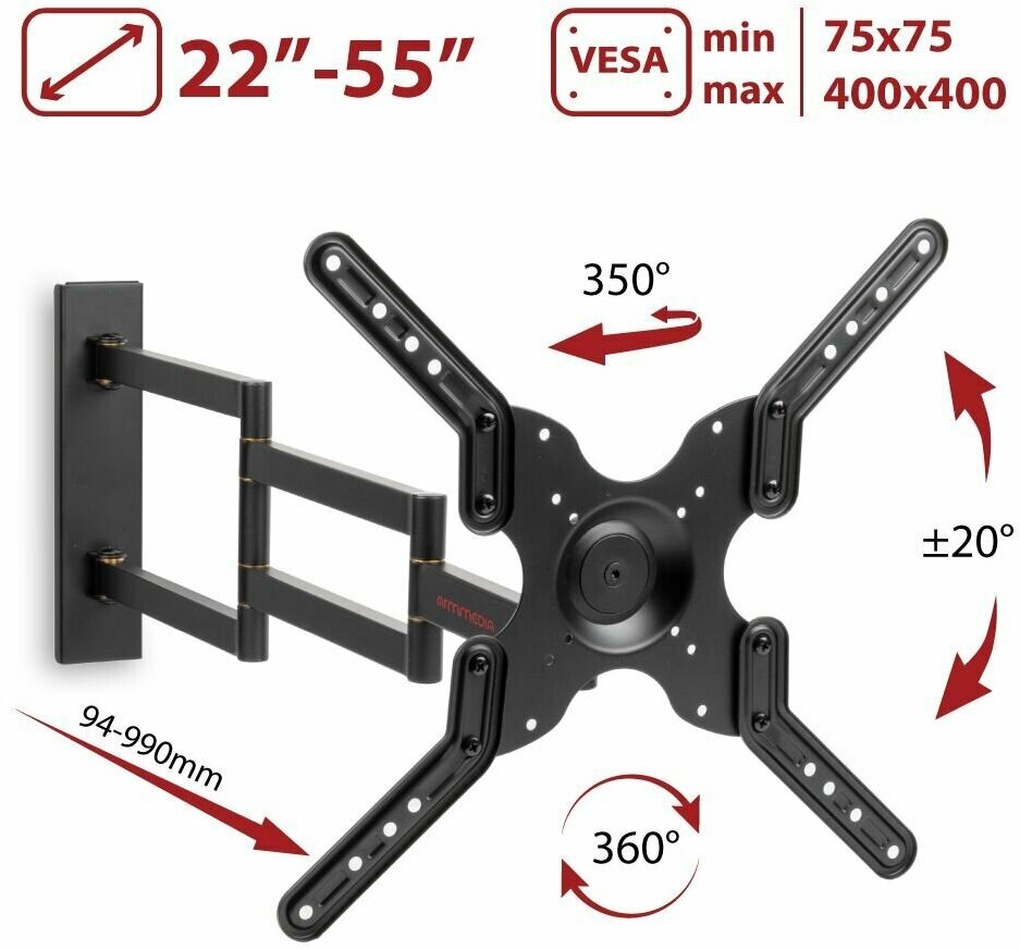 Настенный кронштейн для LED/LCD телевизоров ARM MEDIA LCD-900 BLACK