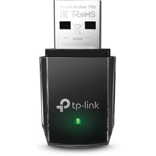 Wi-Fi адаптер TP-Link Archer T3U, черный беспроводной usb адаптер tp link archer t3u ac1300 мини wi fi mu mimo usb адаптер