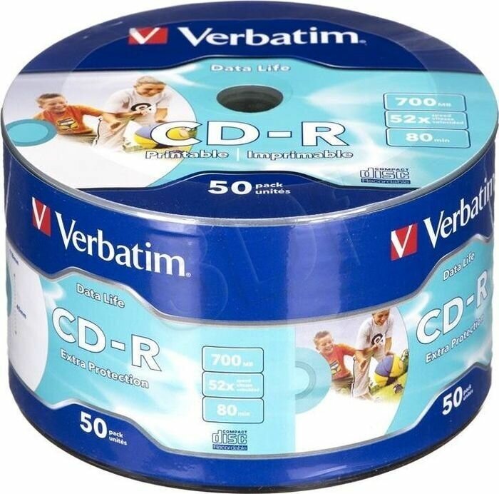 Диск Verbatim CD-R 80 52x Shrink/50 Ink Print