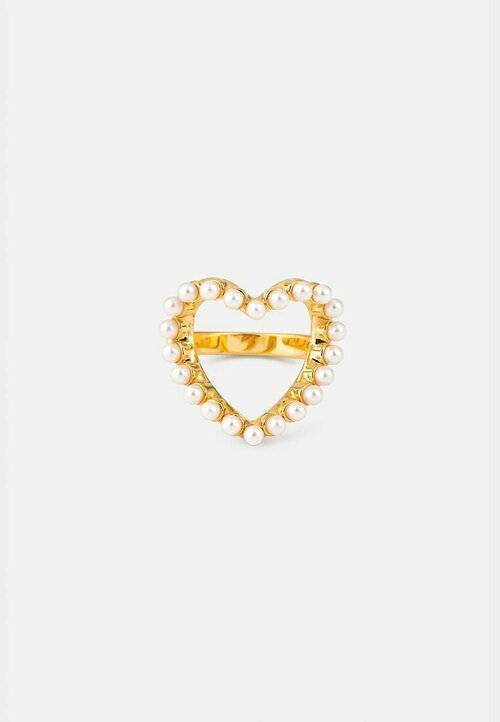 Кольцо Freeform Jewellery, жемчуг имитация, безразмерное, золотой