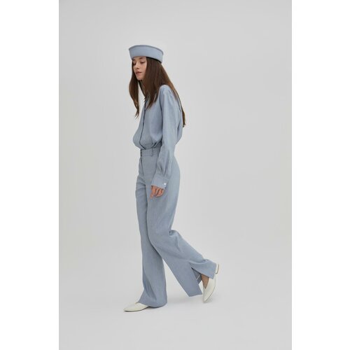 фото Брюки 5 o'coat, демисезон/лето, классический стиль, размер xxs/158, голубой