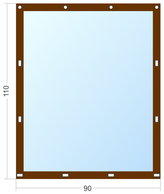 Мягкое окно Софтокна 90х110 см съемное, Скоба-ремешок, Прозрачная пленка 0,7мм, Коричневая окантовка, Комплект для установки - фотография № 3