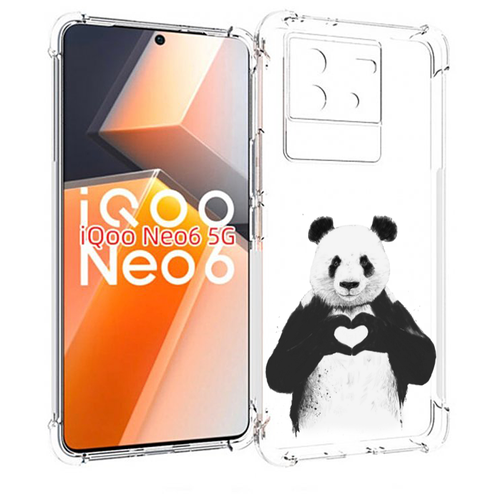 Чехол MyPads Влюбленная панда для Vivo iQoo Neo 6 5G задняя-панель-накладка-бампер