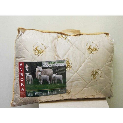 Одеяло овечья шерсть облегч ,175х205 п/э аврора-текс
