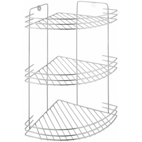 Полка для ванной комнаты трёхъярусная угловая металлическая настенная/для вещей банных аксессуаров мочалок шампуня косметики/для душа бани дачи