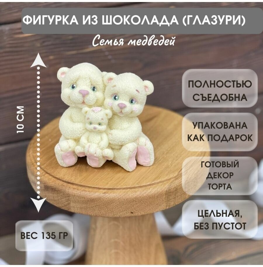 Шоколадная фигурка на торт семья медведей - фотография № 1