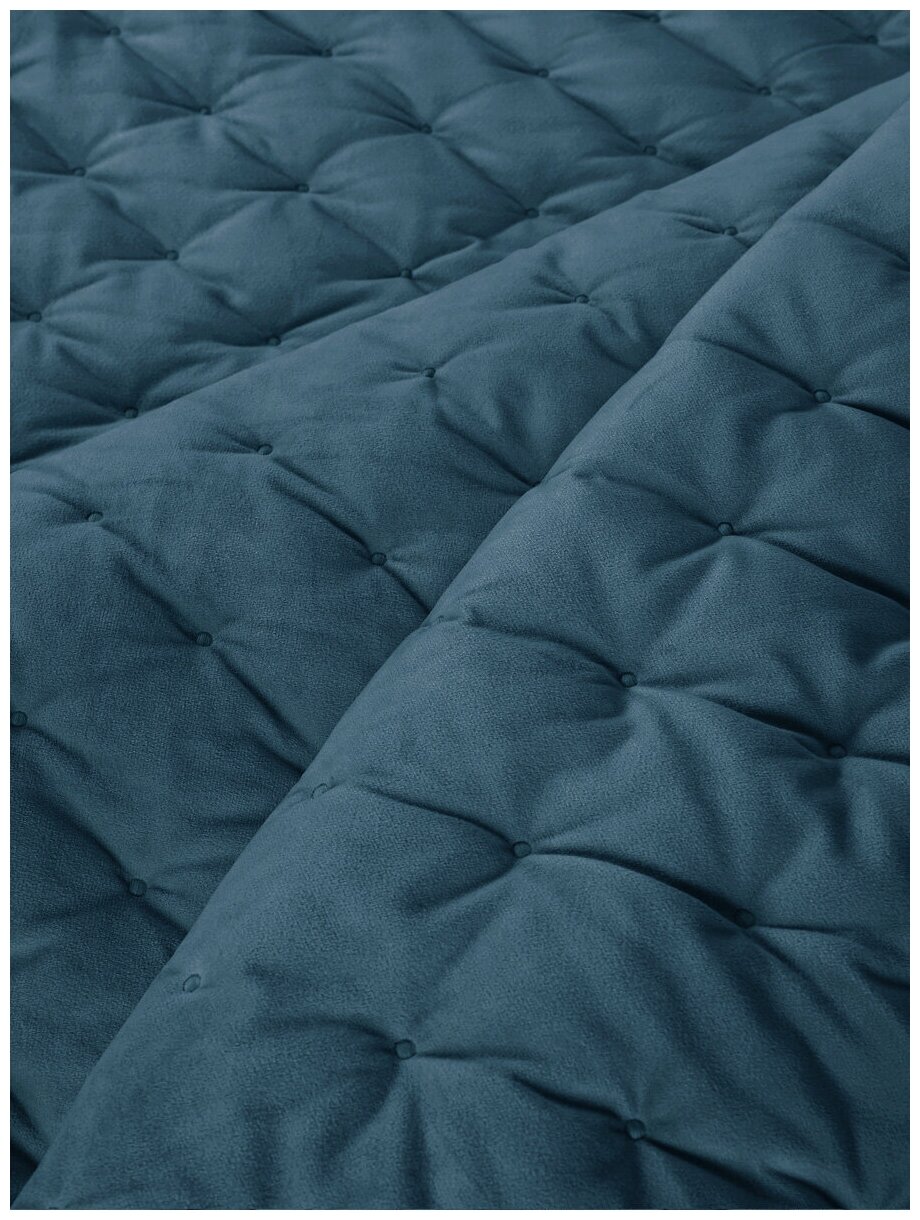Покрывало ROMANCE велюровое SHJ VE с вышивкой, размер 160х220см, синий - фотография № 2