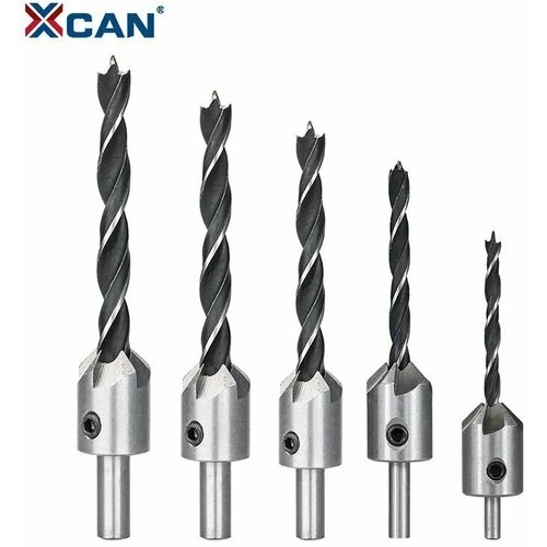 Набор сверл с зенкером XCAN 3-10 мм, ключ, 7шт.