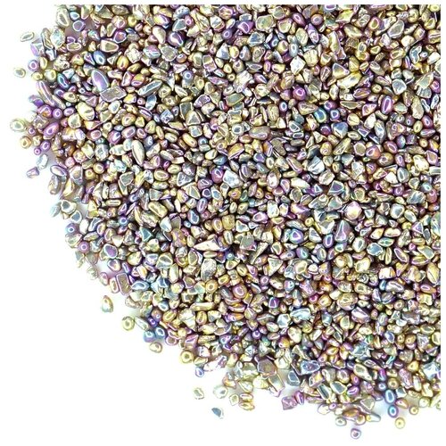 Стеклянные камушки гальваника серебряные, 100г