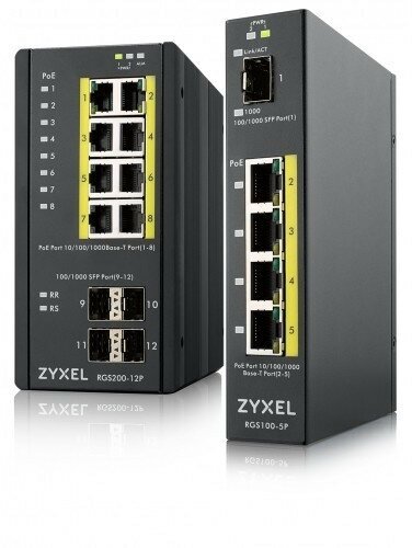 Промышленный PoE+ коммутатор Zyxel RGS100-5P, 4xGE PoE+, 1xSFP, крепление на стену/DIN-рейку, IP30, два источника питания DC, бюджет PoE 120 Вт (RGS100-5P-ZZ0101F) - фото №5