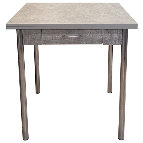 Стол кухонный поворотно-раскладной с ящиком, Камень светлый