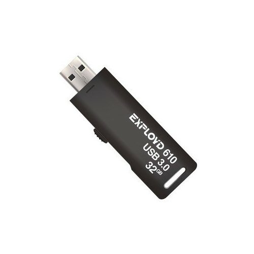 Флешка Exployd 610, 32 Гб, USB3.0, чт до 70 Мб/с, зап до 20 Мб/с, черная