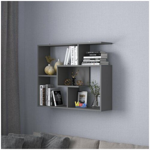 Полка настенная Velardy Desire 90x73x21см серый 3799₽