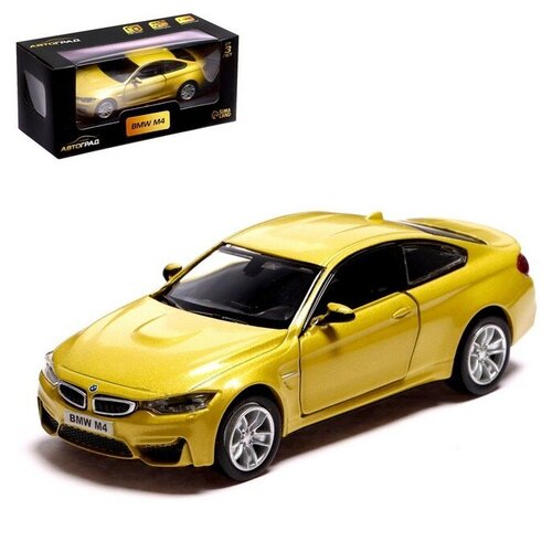 Машина металлическая BMW M4 COUPE, 1:32, инерция, открываются двери, цвет жёлтый