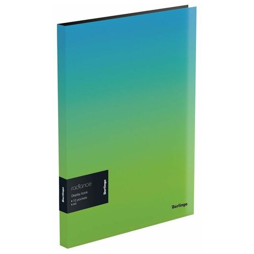 Папка файловая 10 вкладышей Berlingo Radiance (А4, пластик, 17мм, 600мкм) с внутр. карманом, голубой/зеленый градиент (DB4_10003) папка пластиковая а4 зеленый горох
