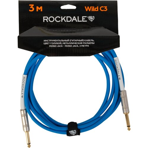 Кабель mono jack - mono jack ROCKDALE Wild C3 (3 м), голубой rockdale wild d3 инструментальный гитарный кабель цвет светлозеленый металлические разъемы mono jack mono jack 3 метра