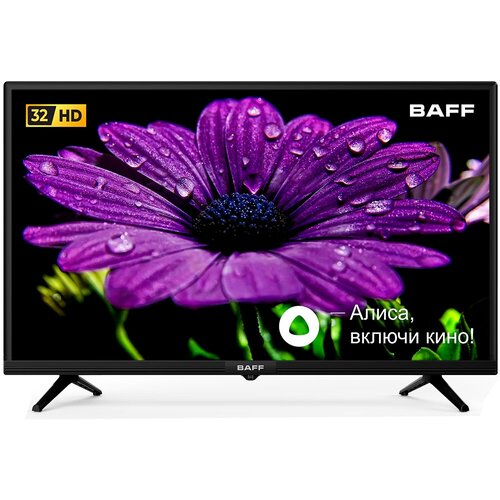 Телевизор BAFF 32Y HD-R, 32 дюйма, HD, Smart TV, Yandex, голосовое управление Алиса, черный