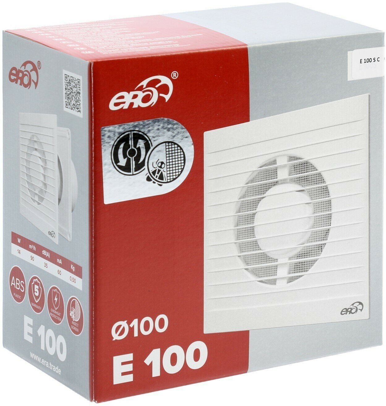 Вентилятор вытяжной ERA E 100 S С, 160x160 мм, d=100 мм - фотография № 8