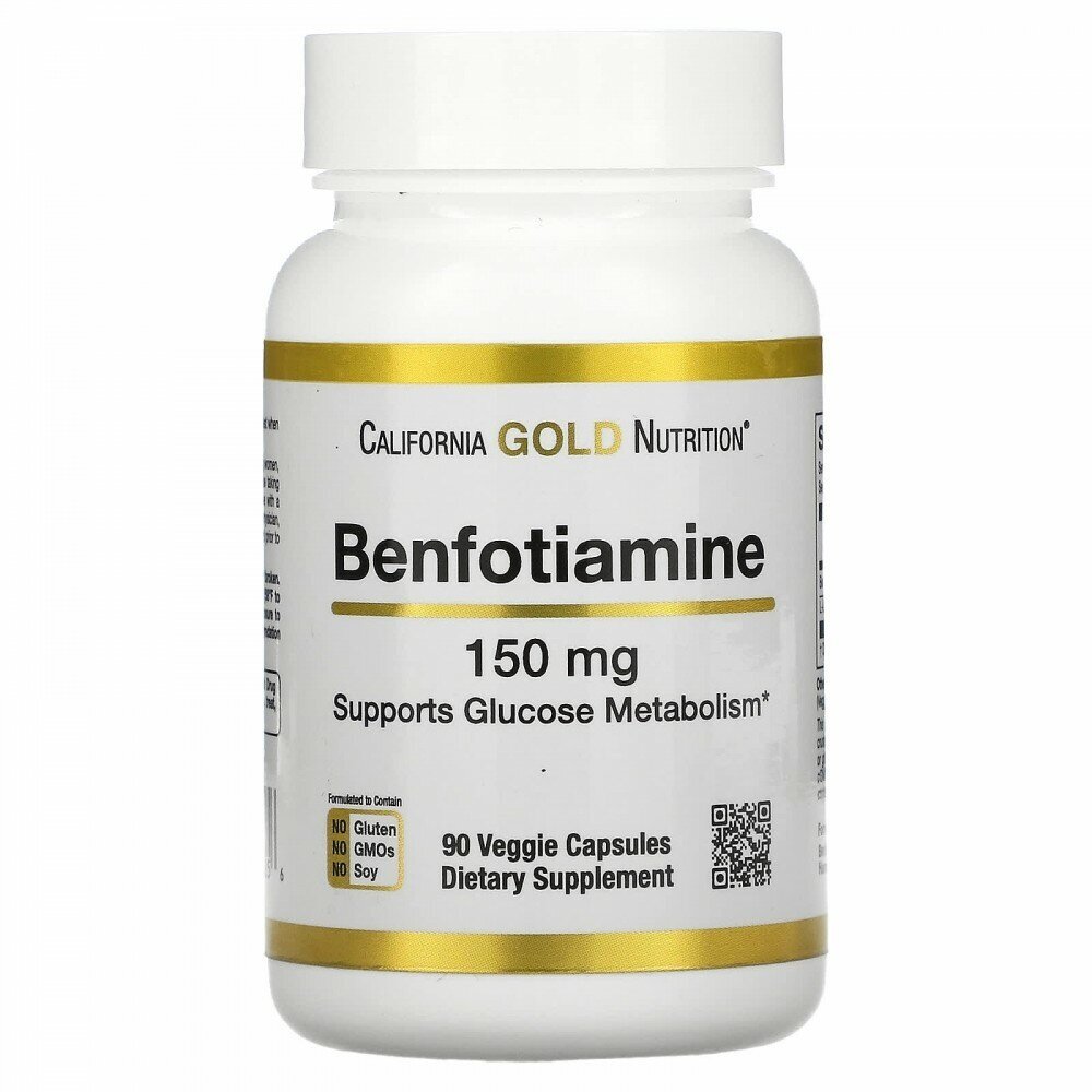California Gold Nutrition Benfotiamine 150 mg 90 Veggie Capsules