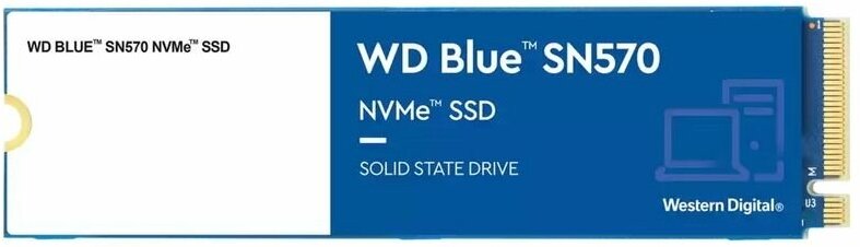 Внутренний SSD диск Western Digital Blue SN570 M.2 2280 1TB NVMe PCIe , Gen3x4 with NVMe, 3500/3000, IOPS 460/450K, MTTF 1.5M TLC 600TBW (10) (883885)