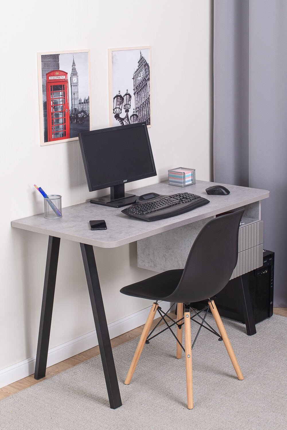 Стол письменный с ящиками Марио-1 СБ 71-М ЧР (120х60х75), рабочий, компьютерный, серый графит - фотография № 1